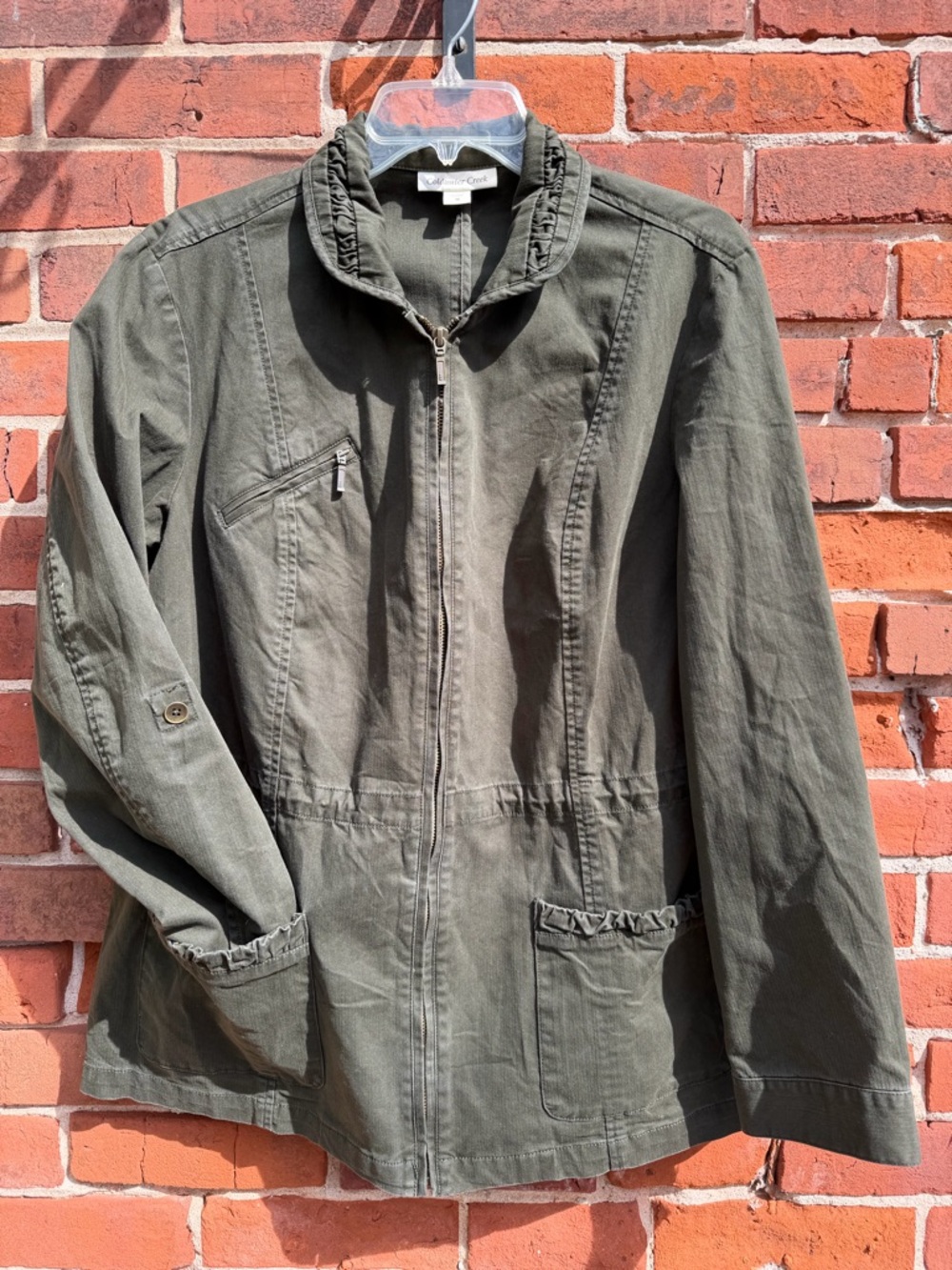 Coldwater Creek Olive Utility Zip-Front Field Jacket